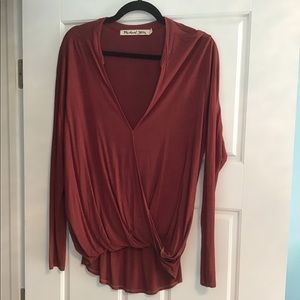 Michael Stars dark red crossover top